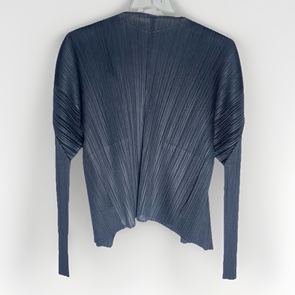 Pleats Please Issey Miyake Vintage Black Long Pleated Cardigan Jacket Japan Sz M - Picture 2 of 9